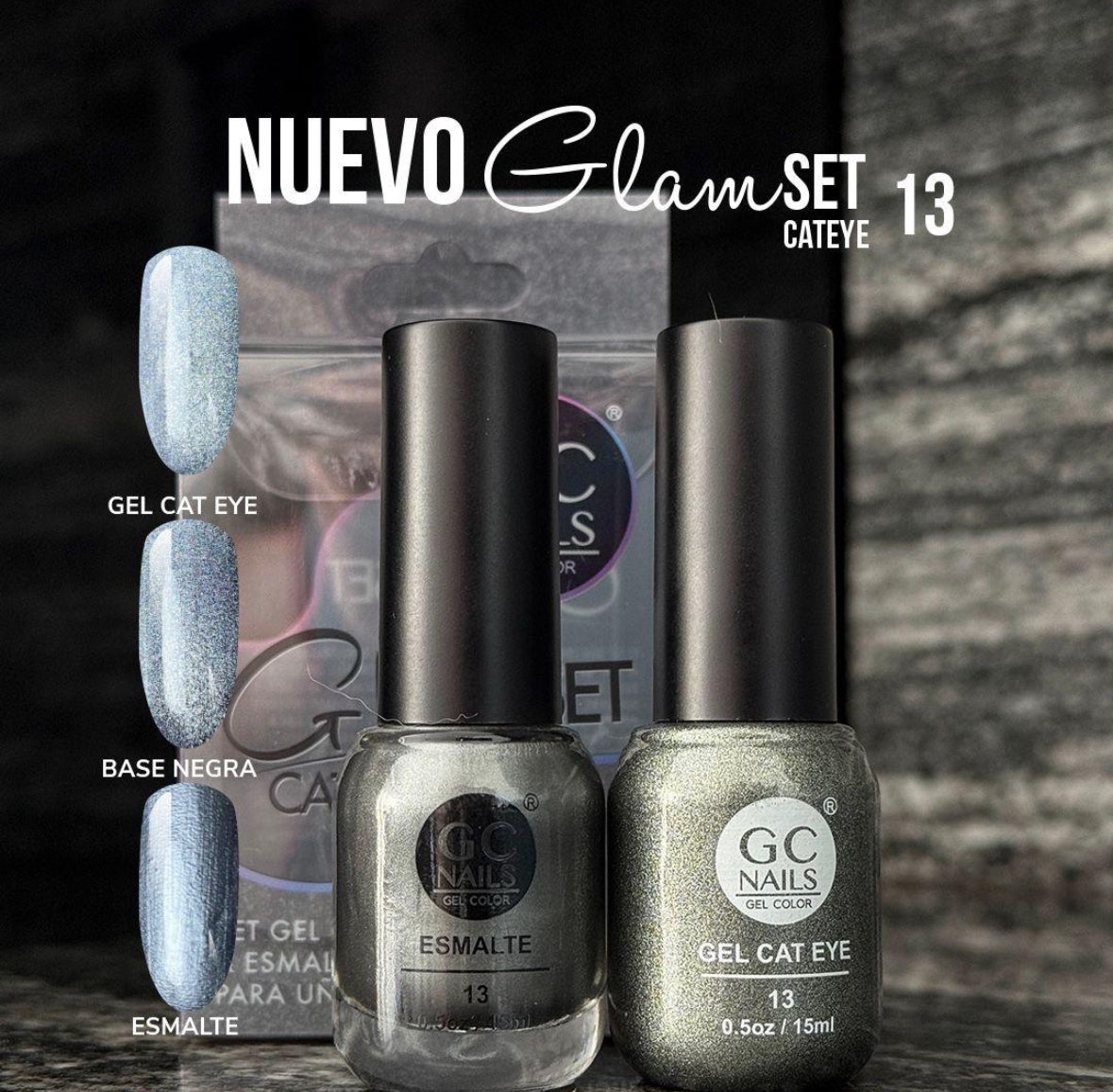 GC NAILS GEL POLISH GLAM SET CAT EYE DUO 2 PZ 15ML #13