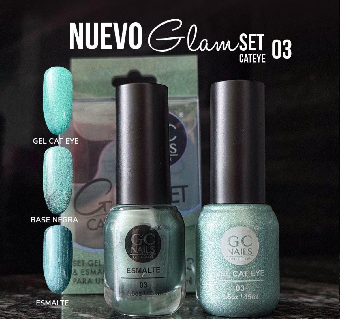 GC NAILS GEL POLISH GLAM SET CAT EYE DUO 2 PZ 15ML #03