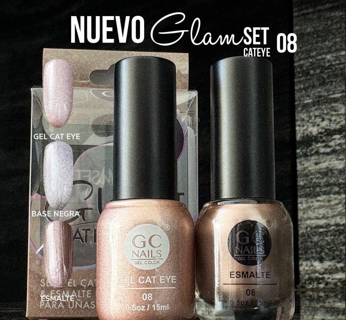 GC NAILS GEL POLISH GLAM SET CAT EYE DUO 2 PZ 15ML #08