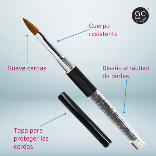 GC Nails Pearl Kolinsky Acrylic Brush #8