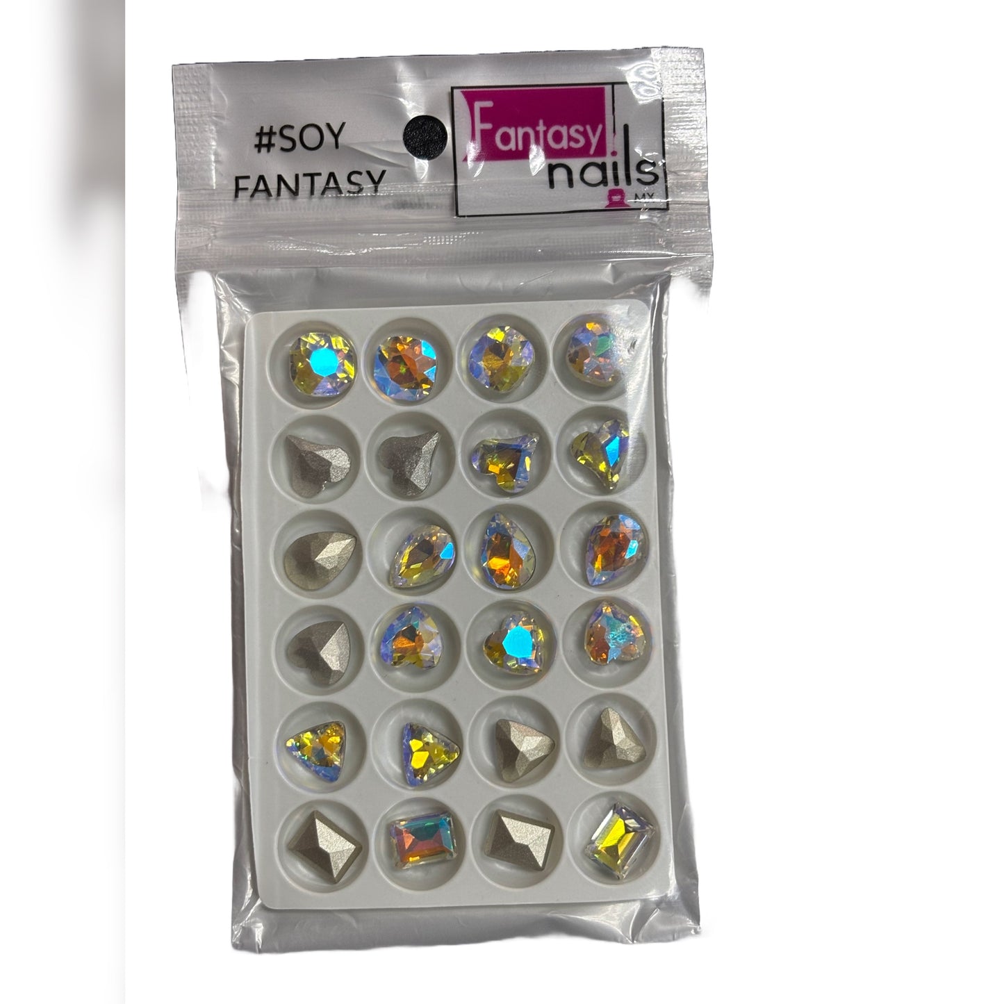 Fantasy Nails Heart and Diamonds Silver Rhinestones Decorations