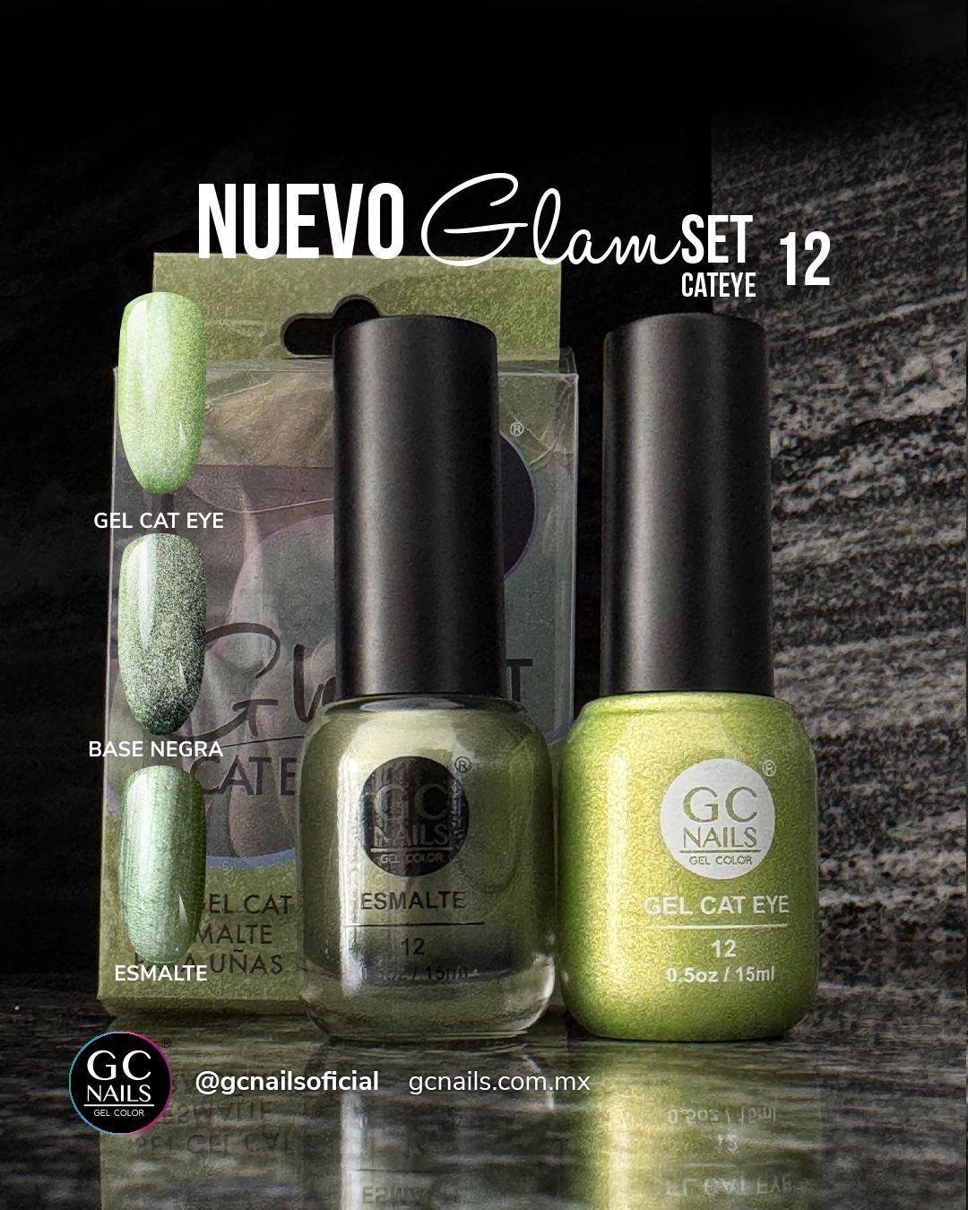GC NAILS GEL POLISH GLAM SET CAT EYE DUO 2 PZ 15ML #12