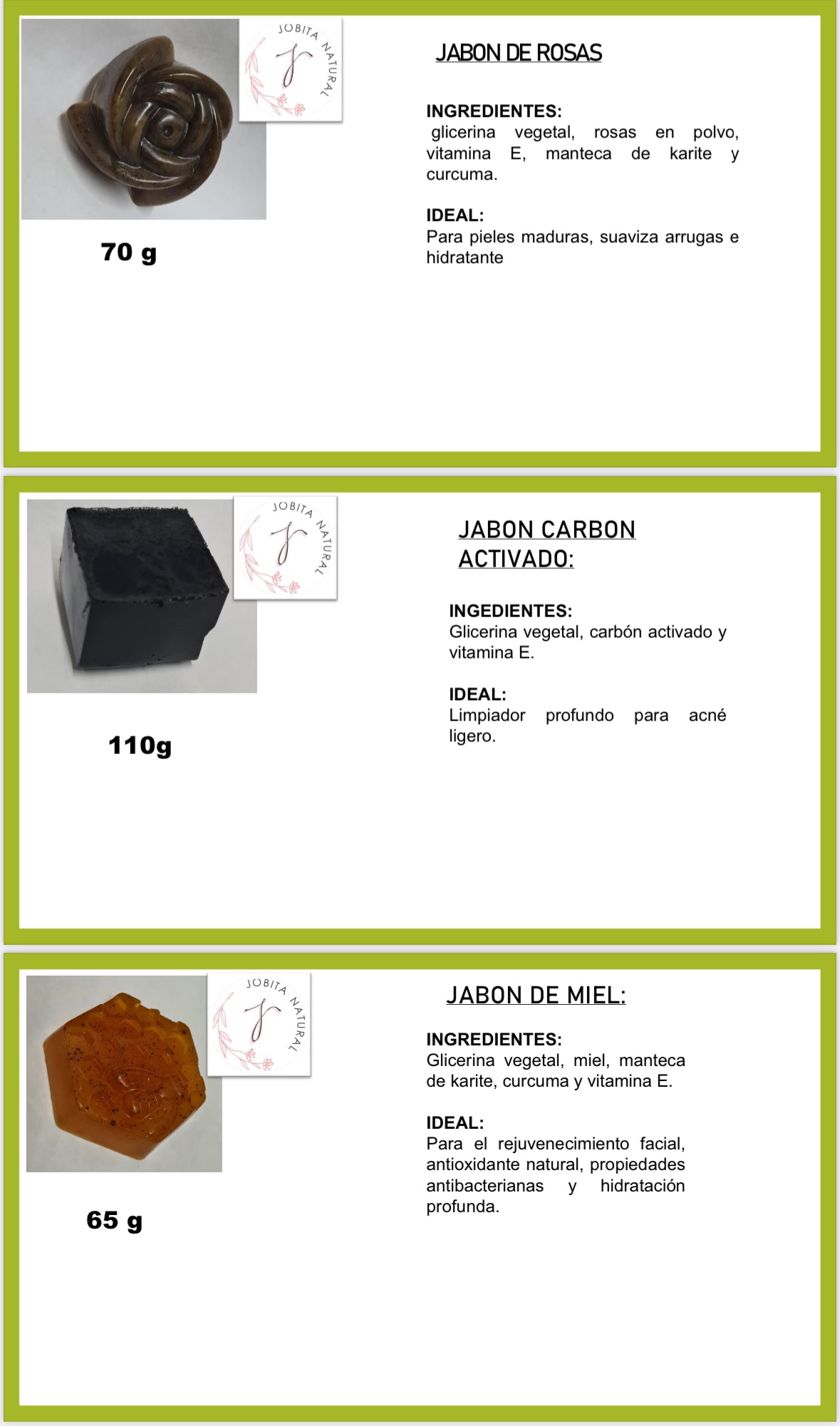 Jabon Rosas,Miel,Carbon activado