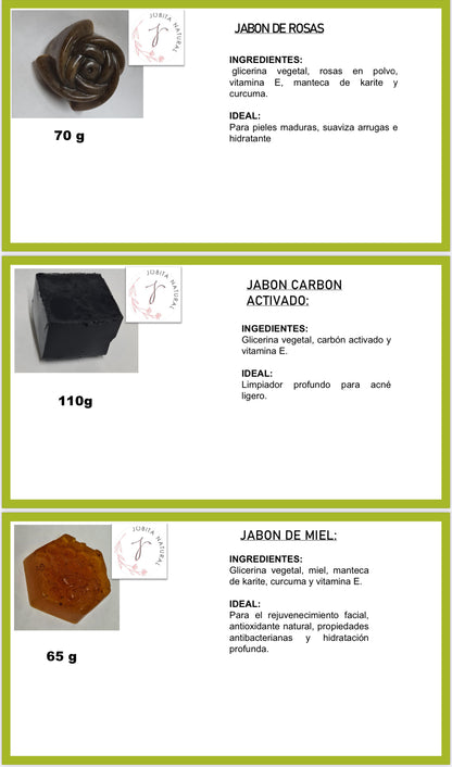 Jabon Rosas,Miel,Carbon activado
