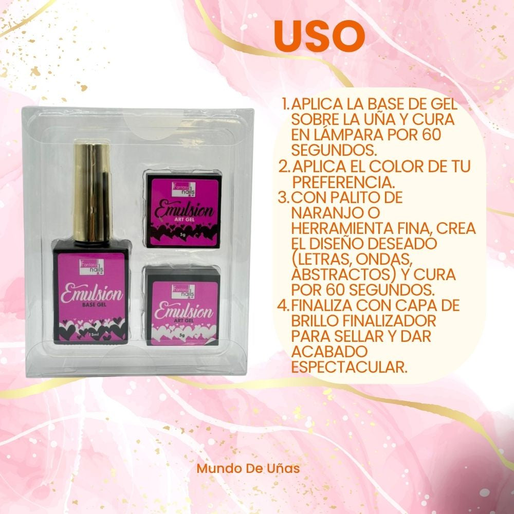 Fantasy Nails Emulsion Base Gel Diseños Abstractos