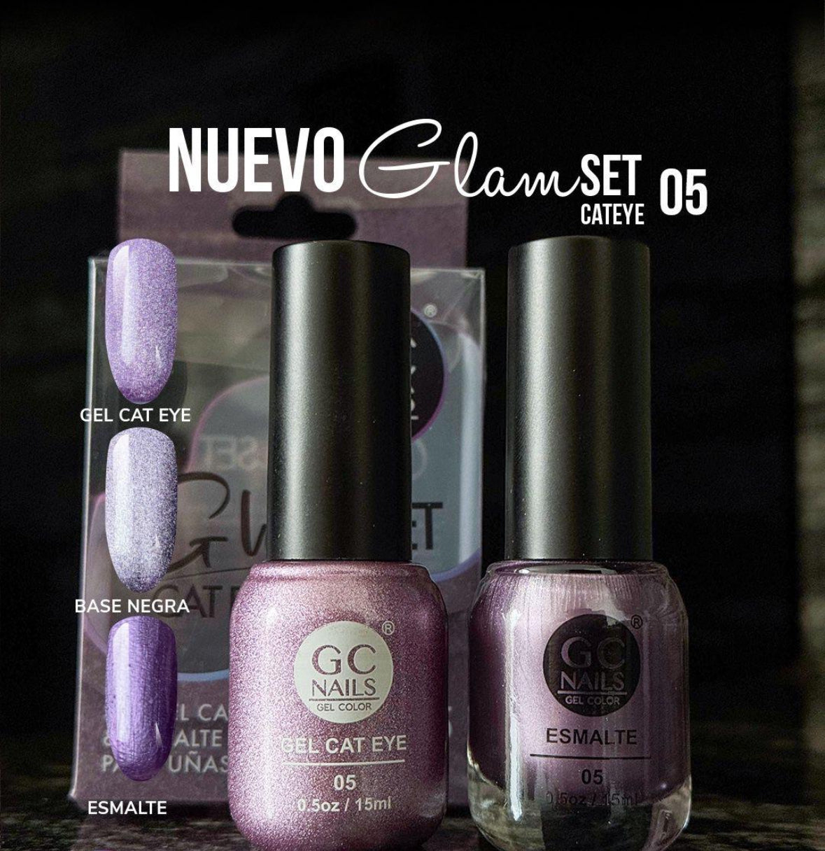 GC NAILS GEL POLISH GLAM SET CAT EYE DUO 2 PZ 15ML #05