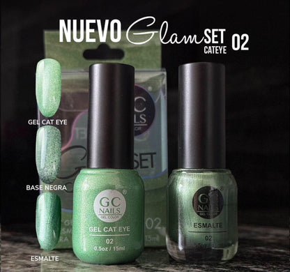 GC NAILS GEL POLISH GLAM SET CAT EYE DUO 2 PZ 15ML #02
