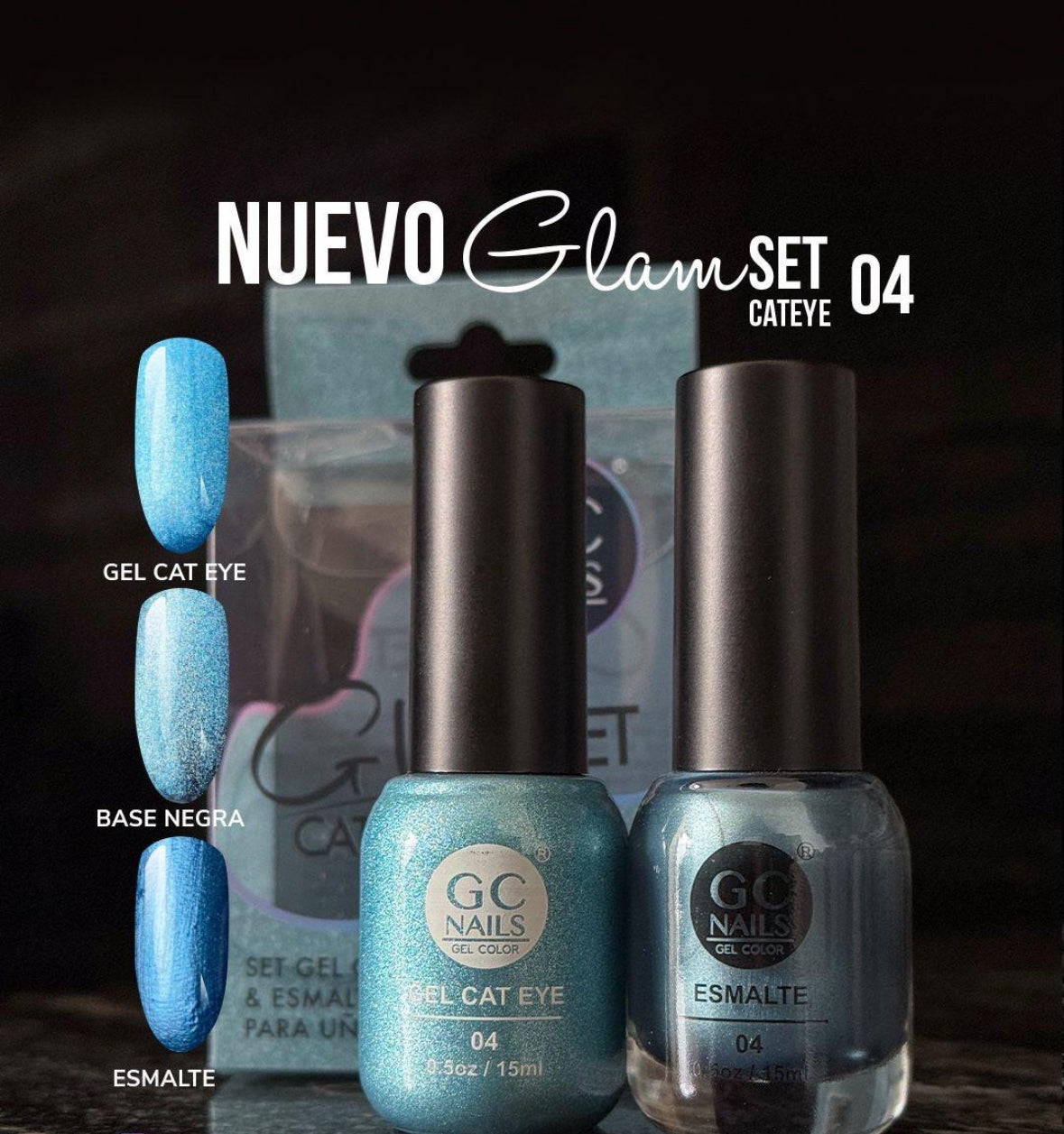 GC NAILS GEL POLISH GLAM SET CAT EYE DUO 2 PZ 15ML #04
