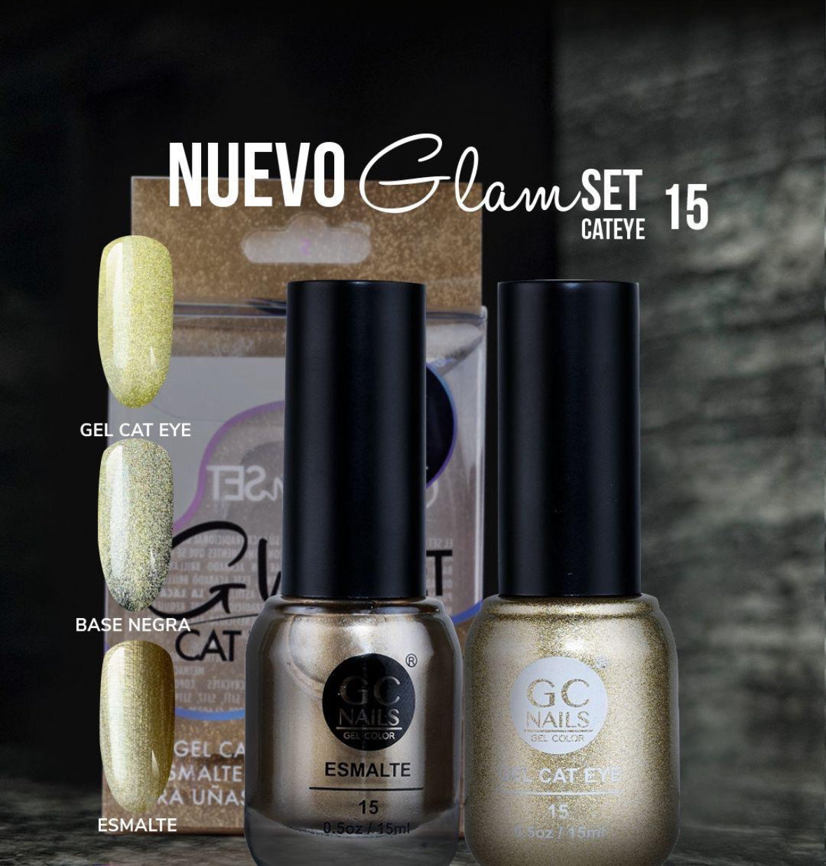 GC NAILS GEL POLISH GLAM SET CAT EYE DUO 2 PZ 15ML #15