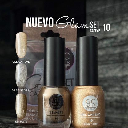 GC NAILS GEL POLISH GLAM SET CAT EYE DUO 2 PZ 15ML #10