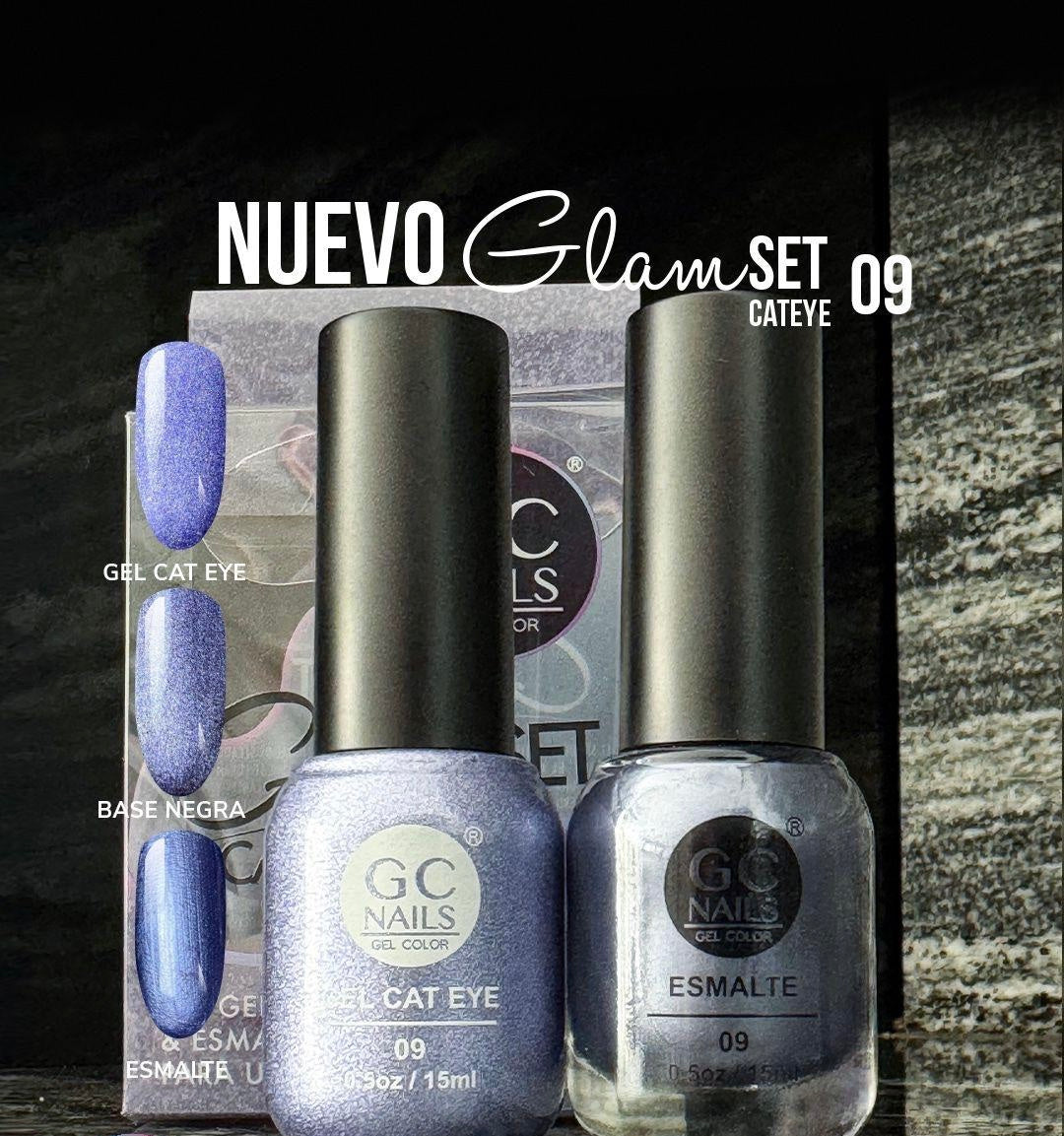 GC NAILS GEL POLISH GLAM SET CAT EYE DUO 2 PZ 15ML #09