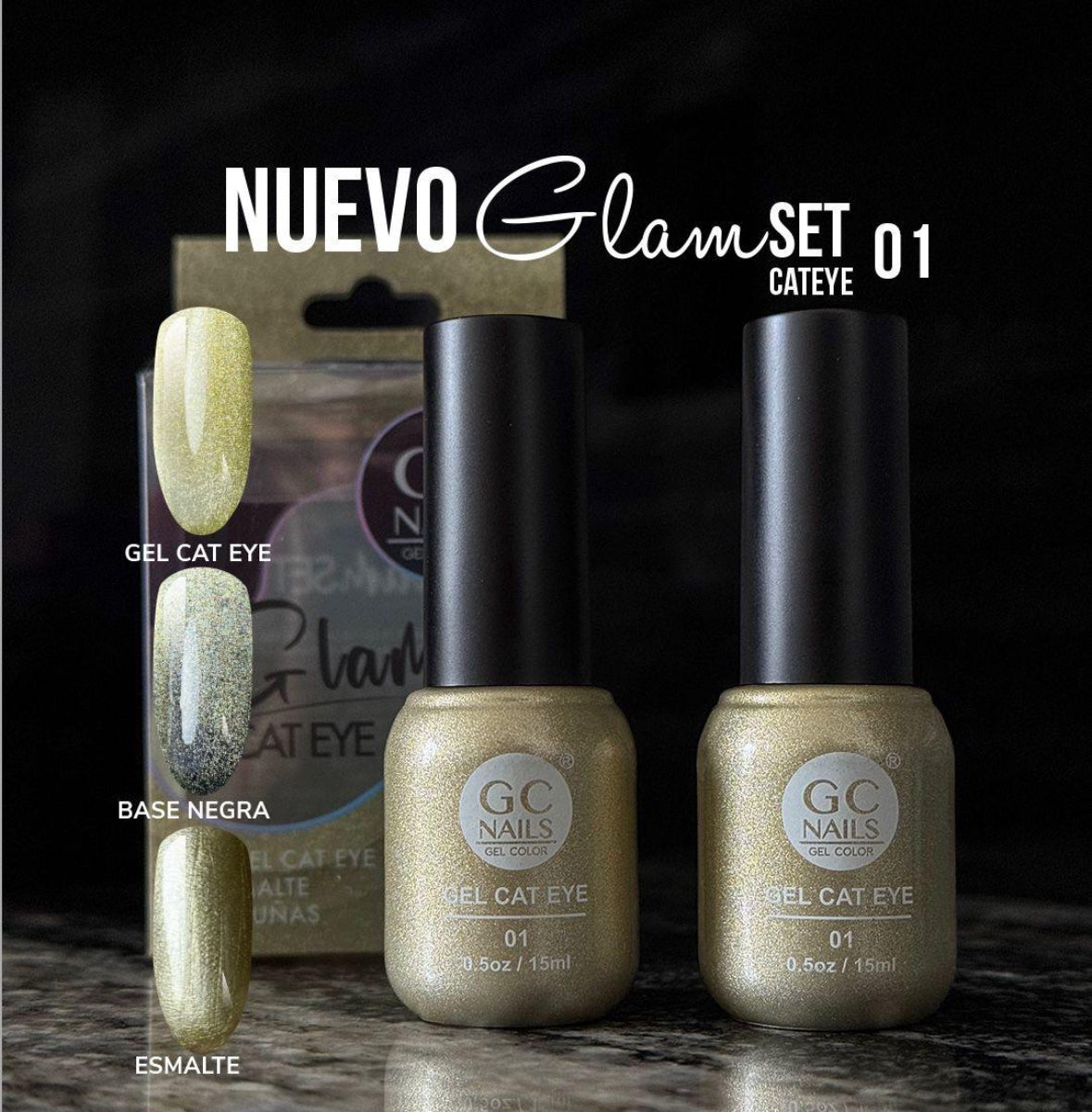 GC NAILS GEL POLISH GLAM SET CAT EYE DUO 2 PZ 15ML #01
