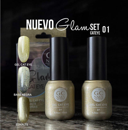 GC NAILS GEL POLISH GLAM SET CAT EYE DUO 2 PZ 15ML #01