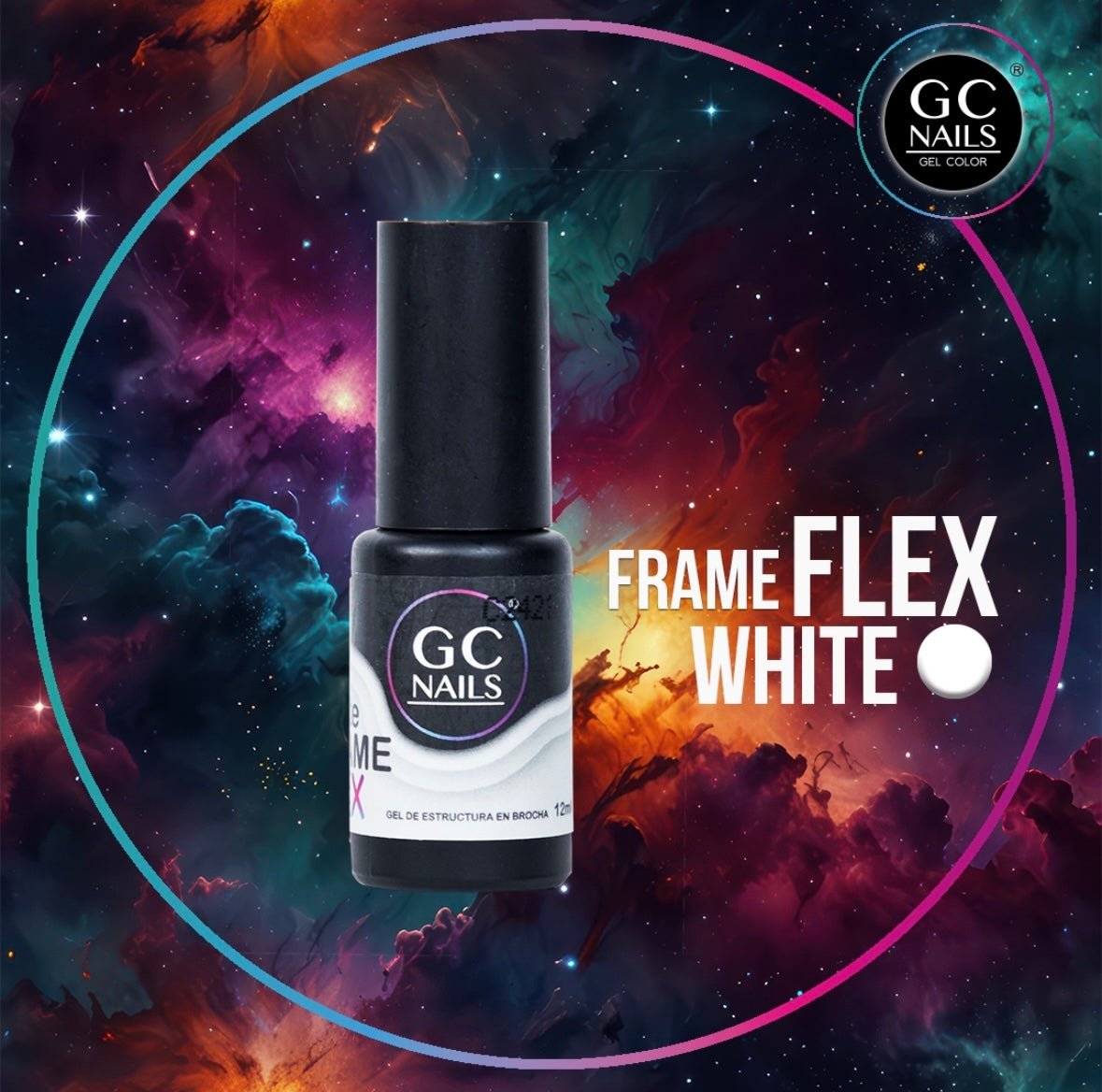Gc Nails White Frame Flex Gel - Structure Gel in Brush Presentation -12ml