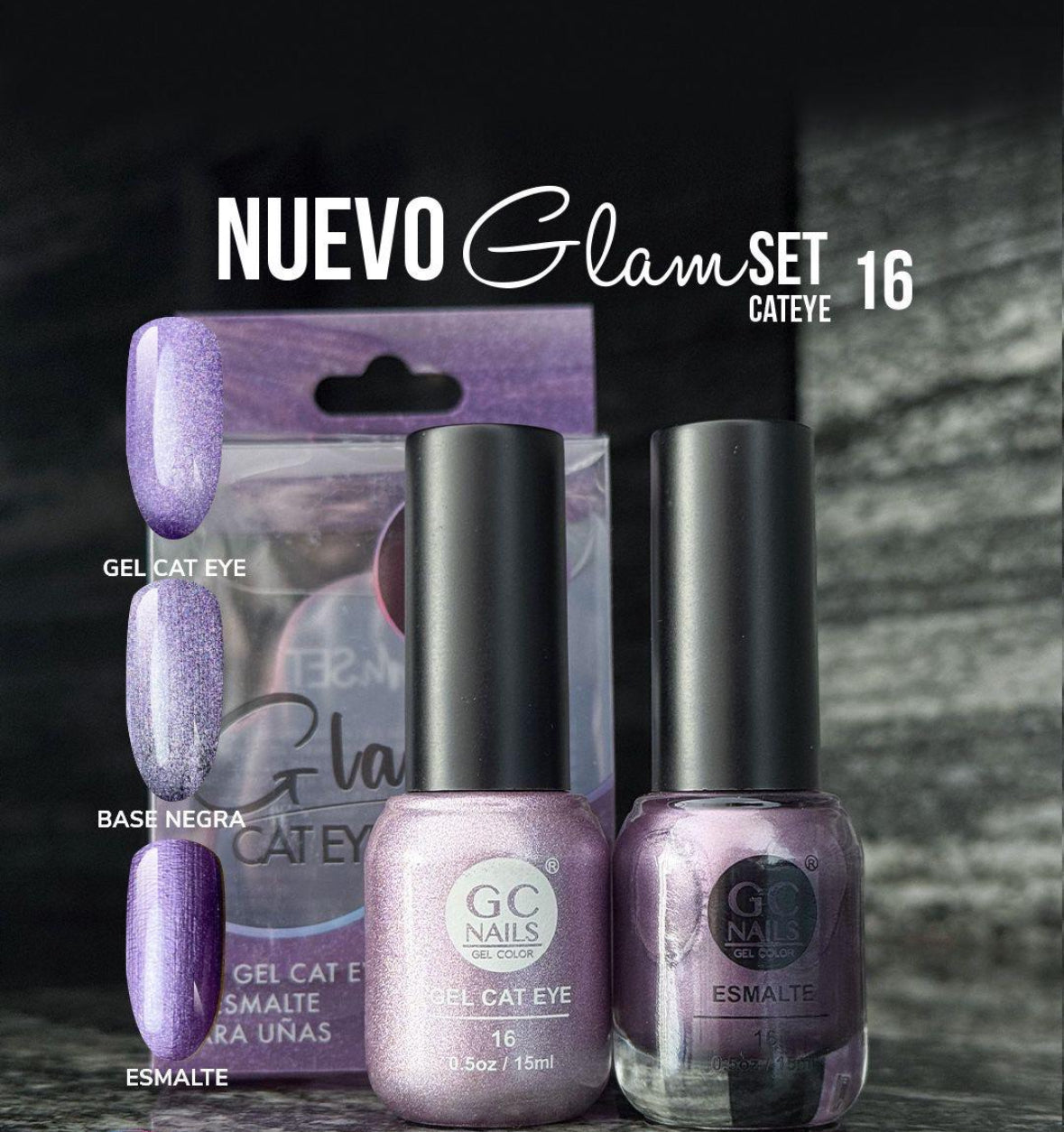 GC NAILS GEL POLISH GLAM SET CAT EYE DUO 2 PZ 15ML #16