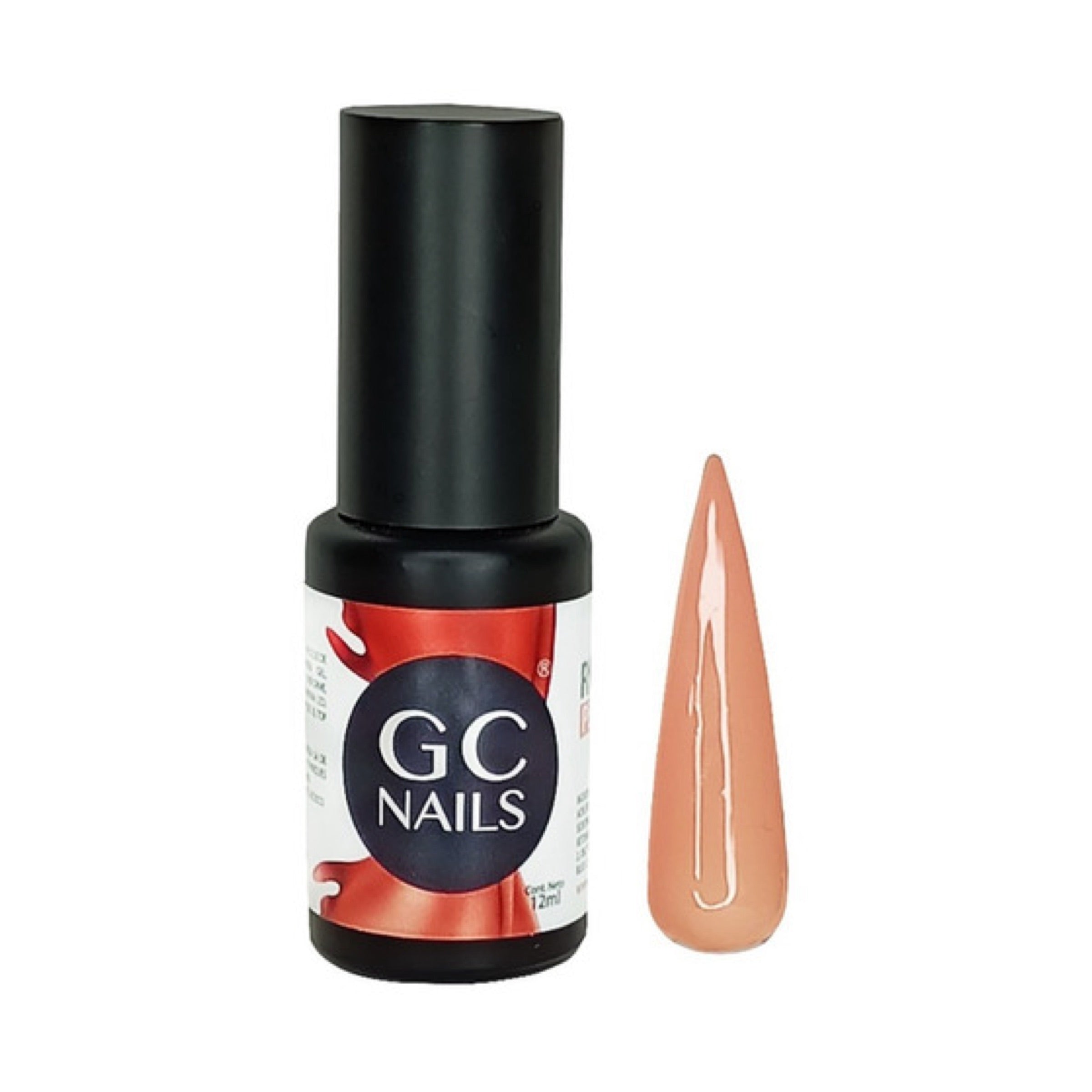 Gc Nails Peach Gel Rubber - 12ml, Long Lasting