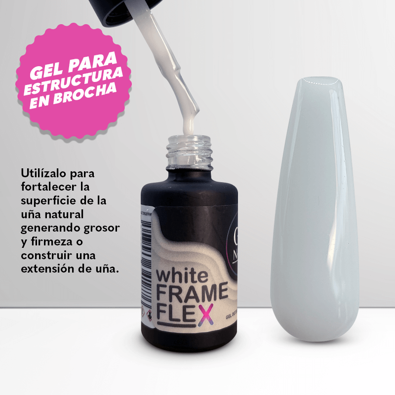 Gc Nails White Frame Flex Gel - Structure Gel in Brush Presentation -12ml