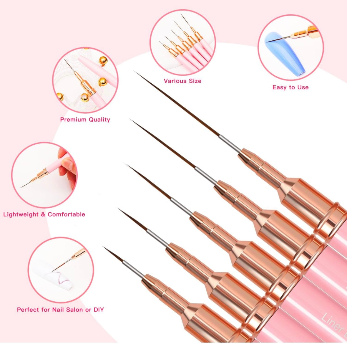 Pincel Liners 6pcs pink